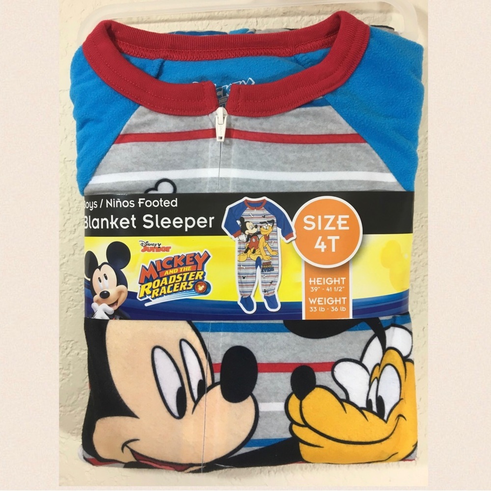 Mickey Mouse and Pluto, 4T Roadsters Racers, Footed Blanket Sleeper Pajamas